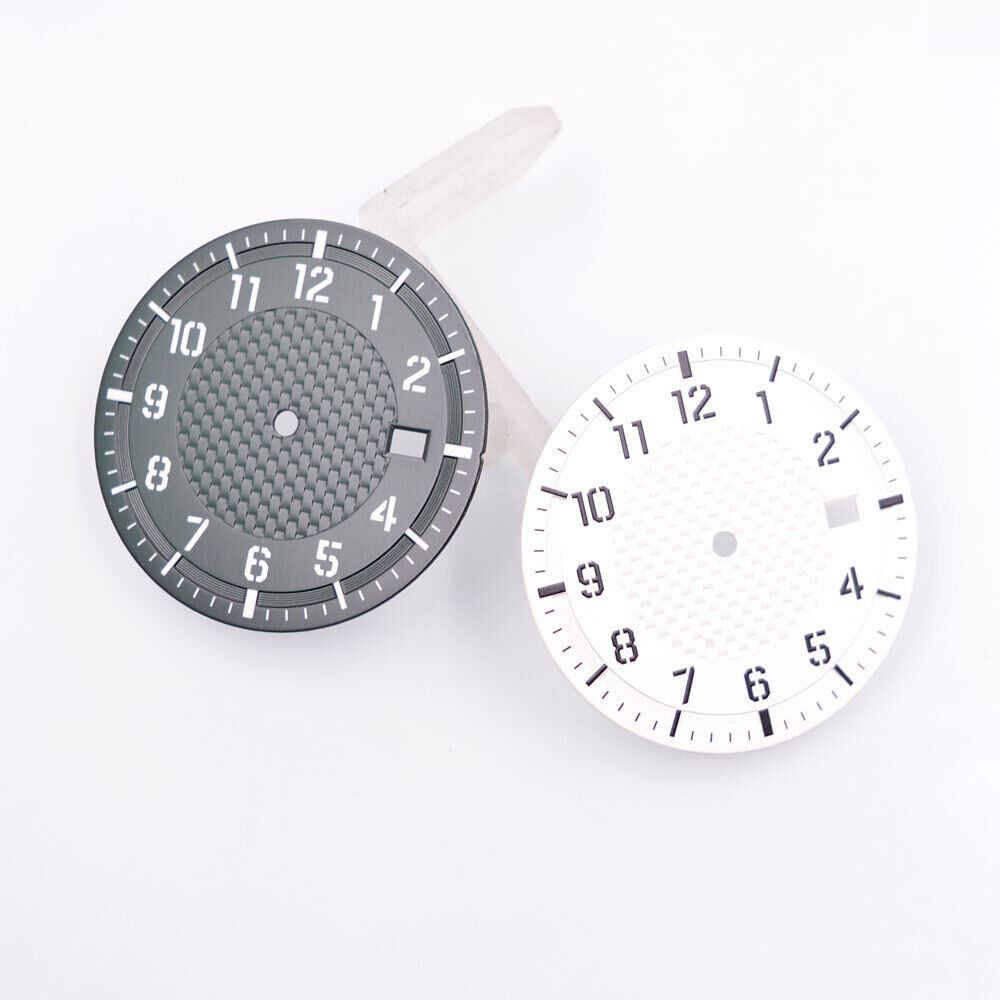 Cadran de montre lumineux vert de 34,50 mm, compatible avec les mouvements NH35, NH35A, NH36 et NH36A