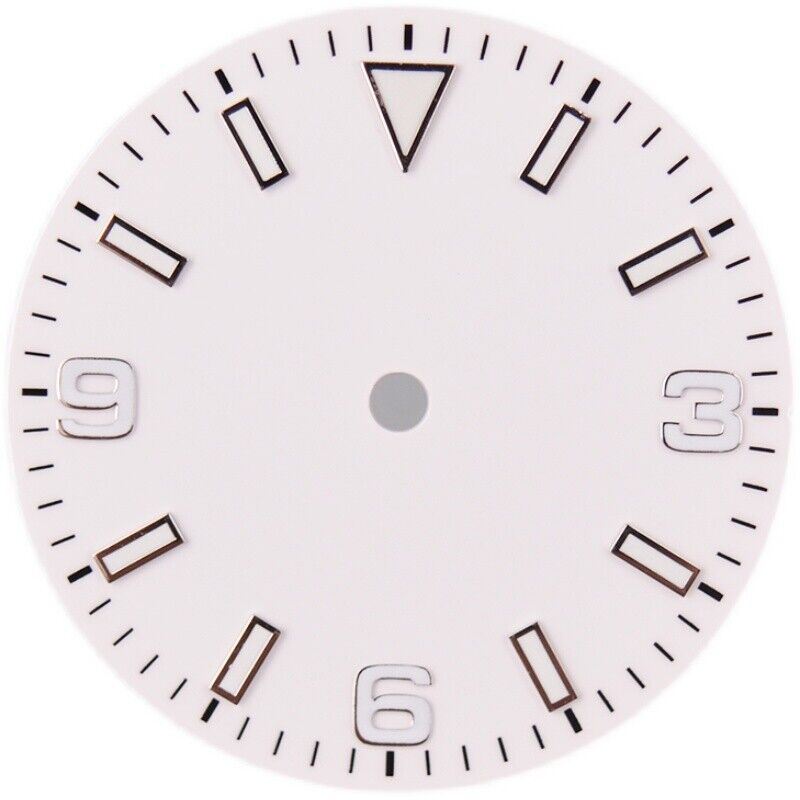29mm MYT green lume watch dial with luminescent markers, fits NH35/36 and ETA movements for precise timekeeping.