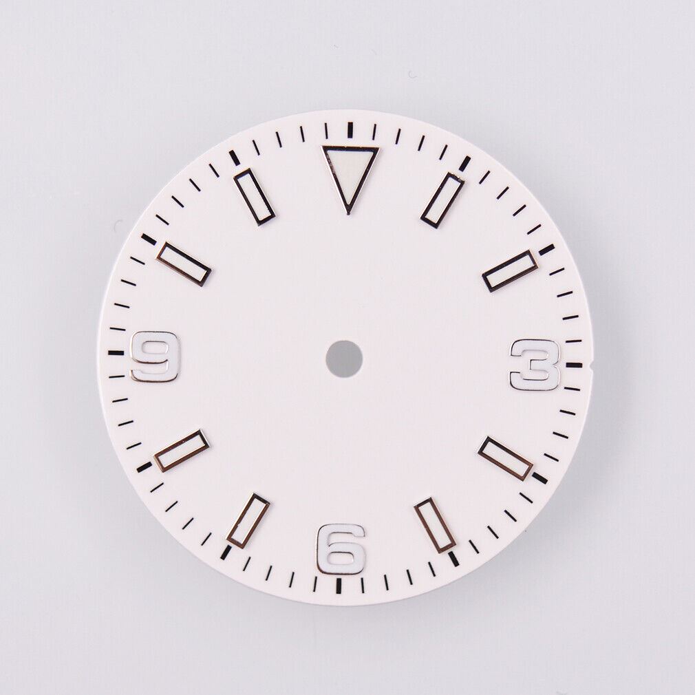 29mm MYT green lume watch dial with luminescent markers, fits NH35/36 and ETA movements.