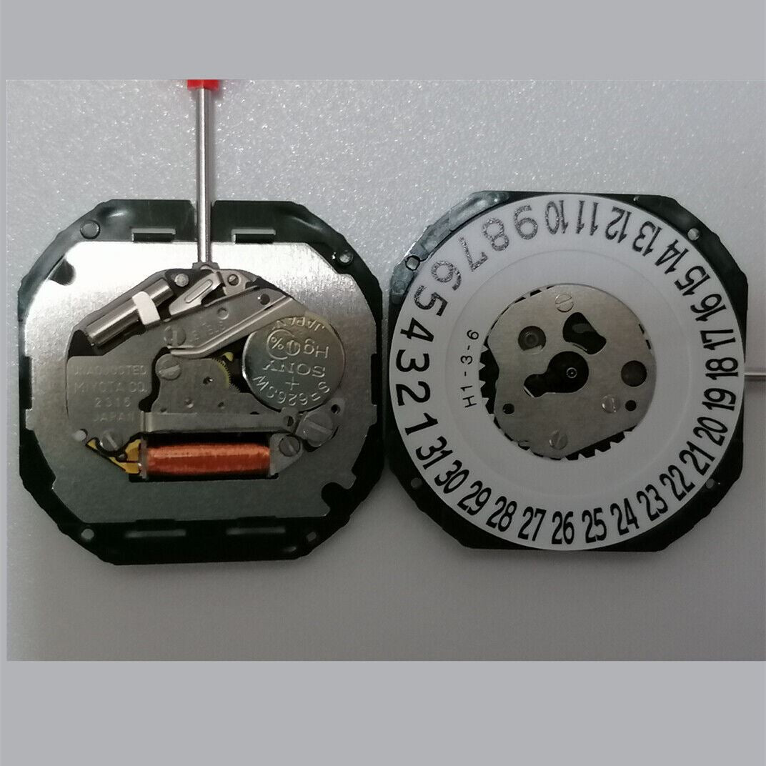 Miyota 2315 quartz movement with 3 hands and date feature at 6 o?clock, precise watch mechanism.