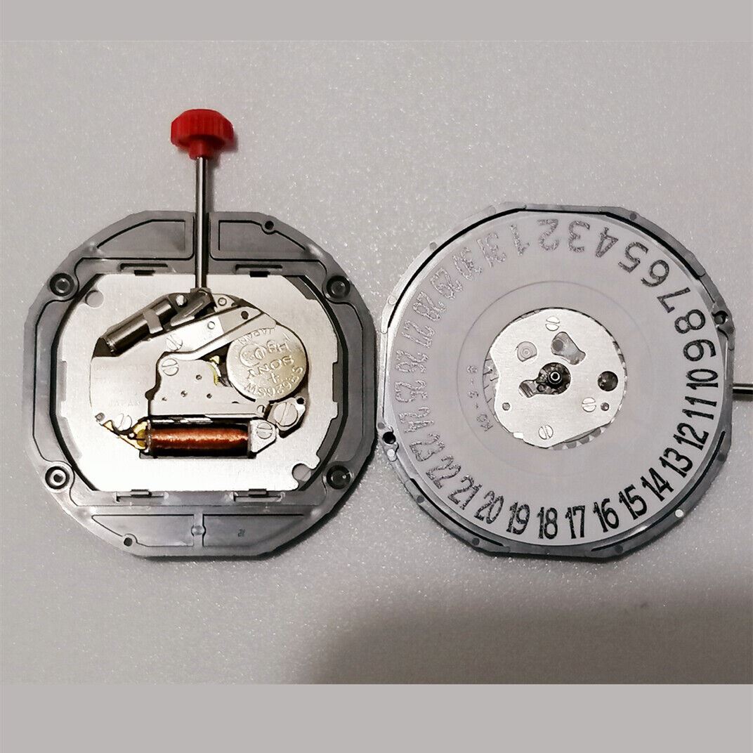 Mouvement à quartz Miyota 2415 neuf, 3 aiguilles, date à 6 heures, avec tige de montre