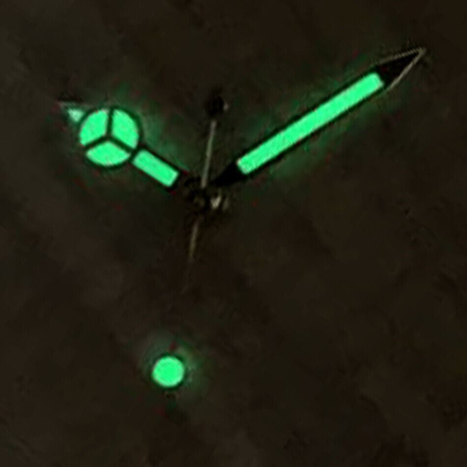 Green luminous orange watch hands set for NH35A/NH36A movement, improving readability and design.