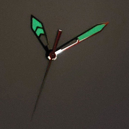 Green luminous watch hands set for NH35A/NH36A/4R36 movement, sizes 9.5/14/15mm, brand B13.