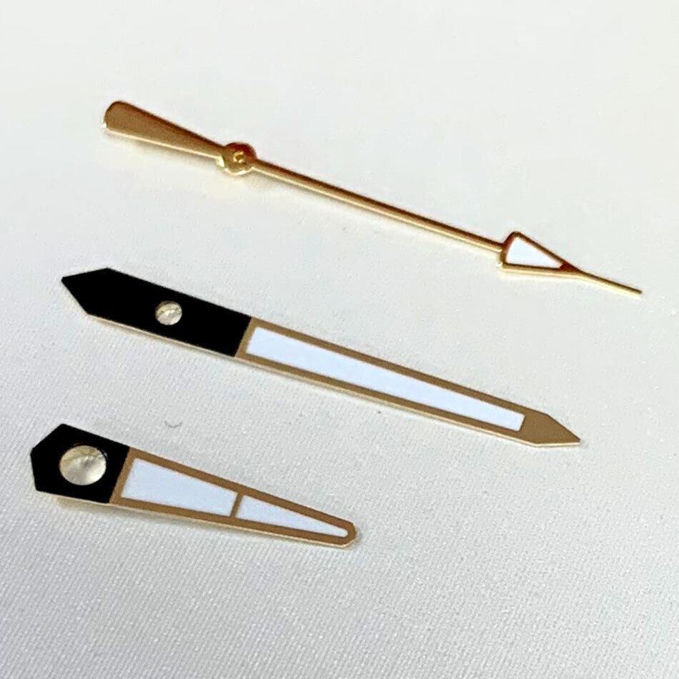 Green luminous golden watch hands set for NH35A/NH36A/4R36 movement by B15, durable and precise.