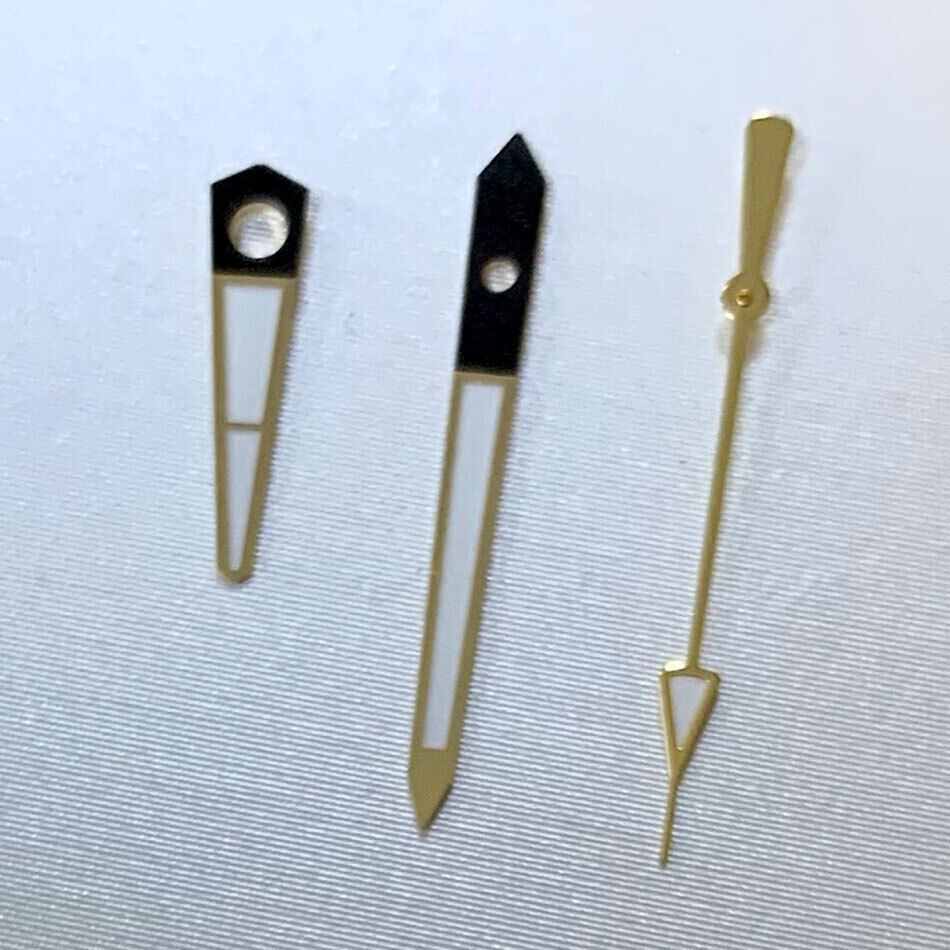 Green luminous golden watch hands set for NH35A movement by B15, precise and durable accessory.