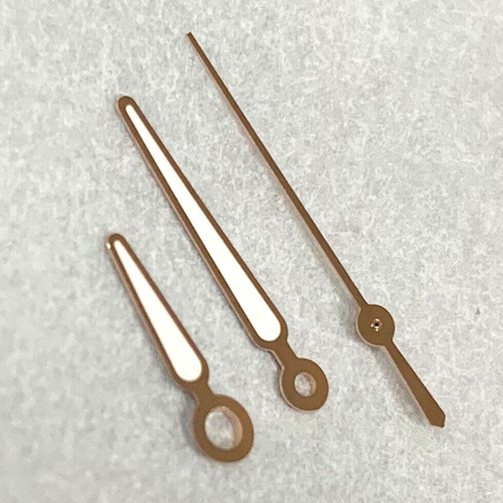 Green luminous rose gold watch hands set for NH35A/NH36A movement by BB8, ideal for repair or customization.