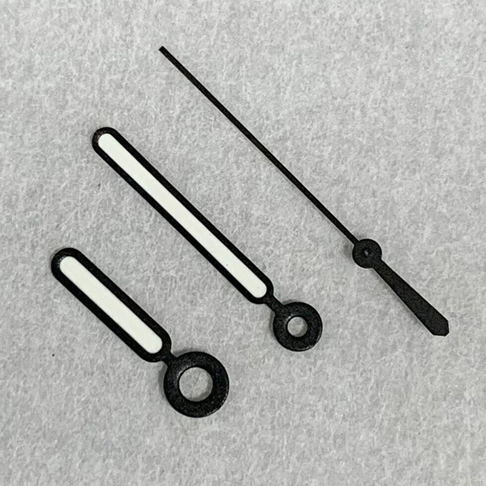 Green luminous watch hands with black trim for NH35A/NH36A movement, enhancing visibility and style.