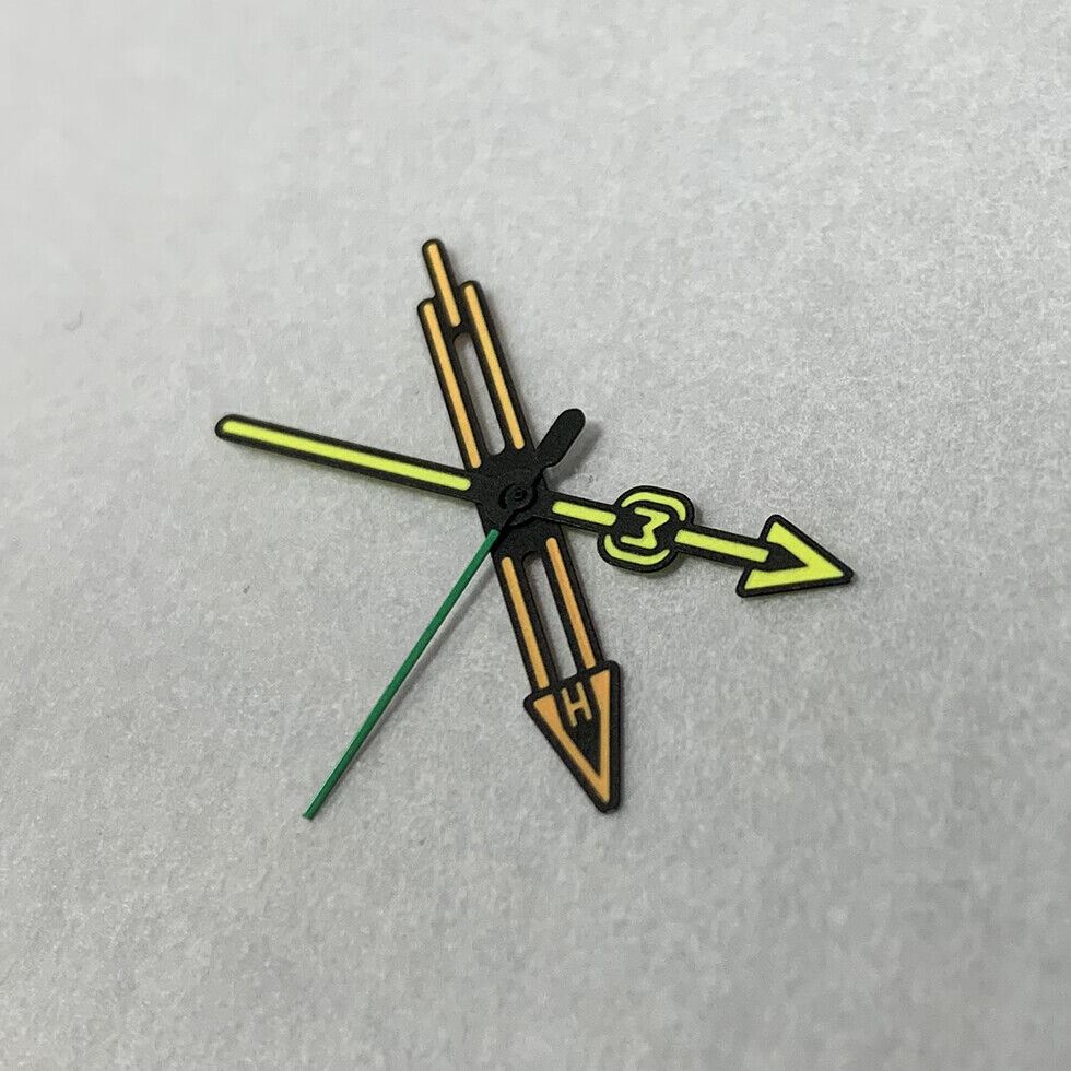 Green luminous watch hands set by B24 for NH35A/NH36A movement, perfect for repair and customization.