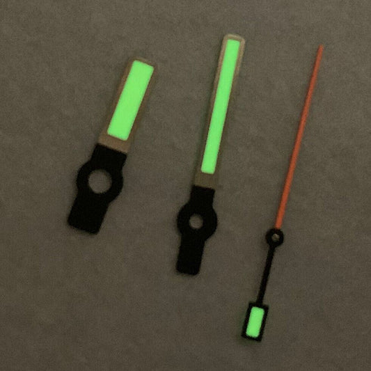 Green luminous three hands watch set compatible with NH35A/NH36A movement by B23, ideal for watch repair.
