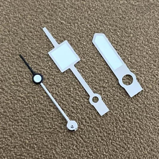 Green luminous watch hands set for NH35A/NH36A movement, enhancing visibility and style.