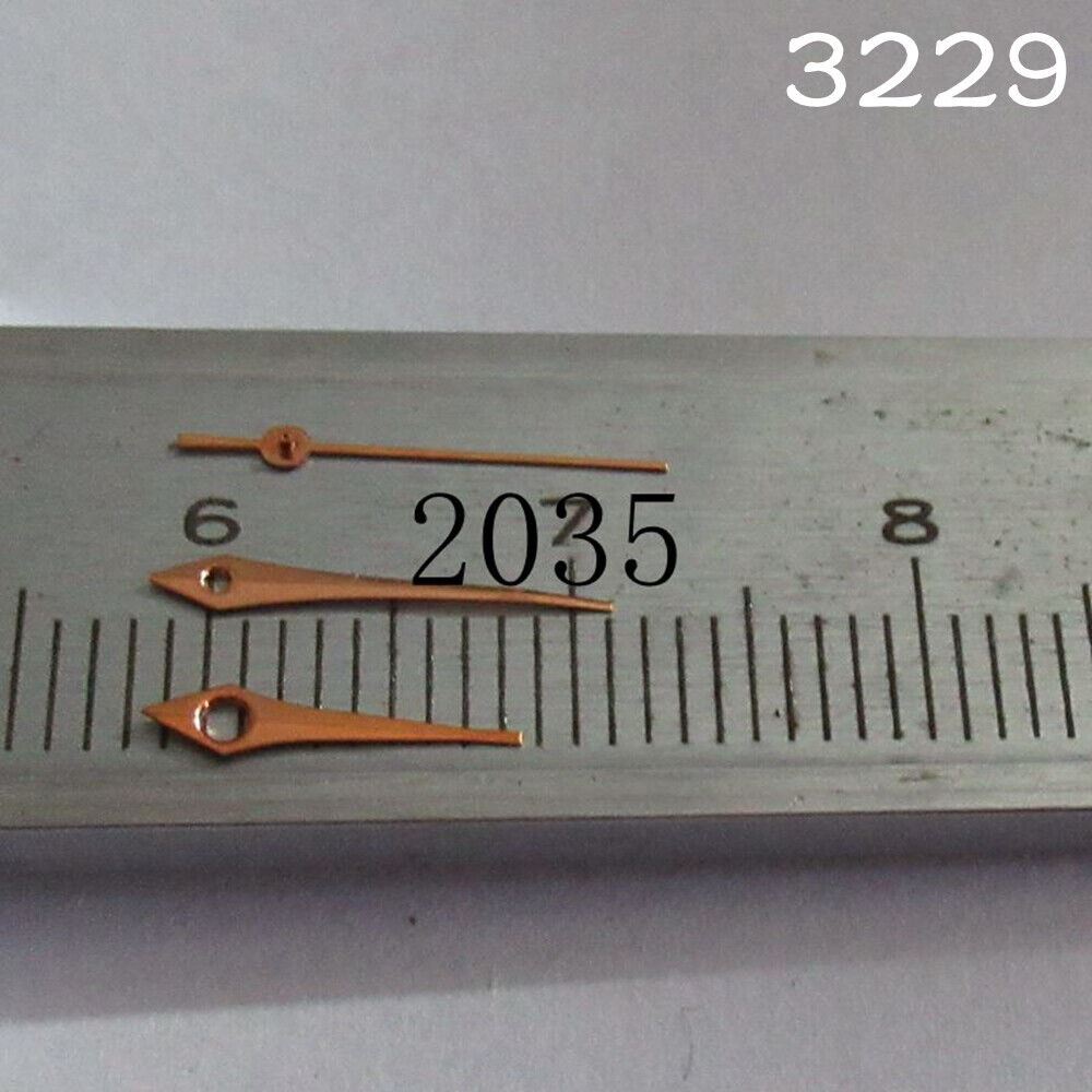 Rose gold watch hands set for Miyota 2035 movement, elegant design, perfect for watch repair.
