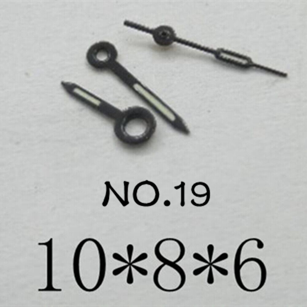 Luminous gold-tone watch hands set for Miyota 2035 movement, 10mm/8mm/6mm lengths by NO.19