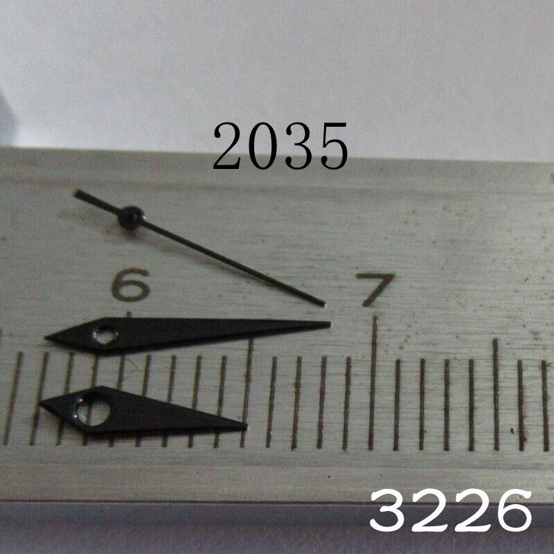 Black set of watch hands for Miyota 2035 movement, precise fit by NO.3226 brand.