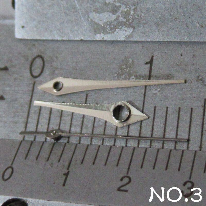 Silver watch hands set for Miyota 2035 movement, precise fit and elegant design.