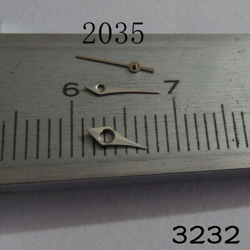 Set of black watch hands for Miyota 2035 movement, precise fit, brand NO.3232, ideal for watch repairs.