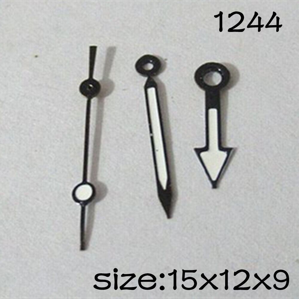 Set of black watch hands for Miyota 2035 movement, 15mm/12mm/9mm lengths, brand NO.1244.