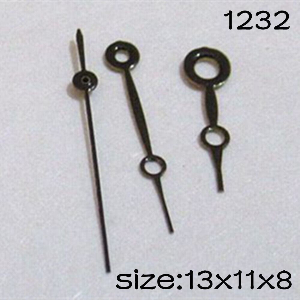 Black watch hands set by NO.1232 for Miyota 2035 movement, featuring 13mm, 11mm, and 8mm lengths.