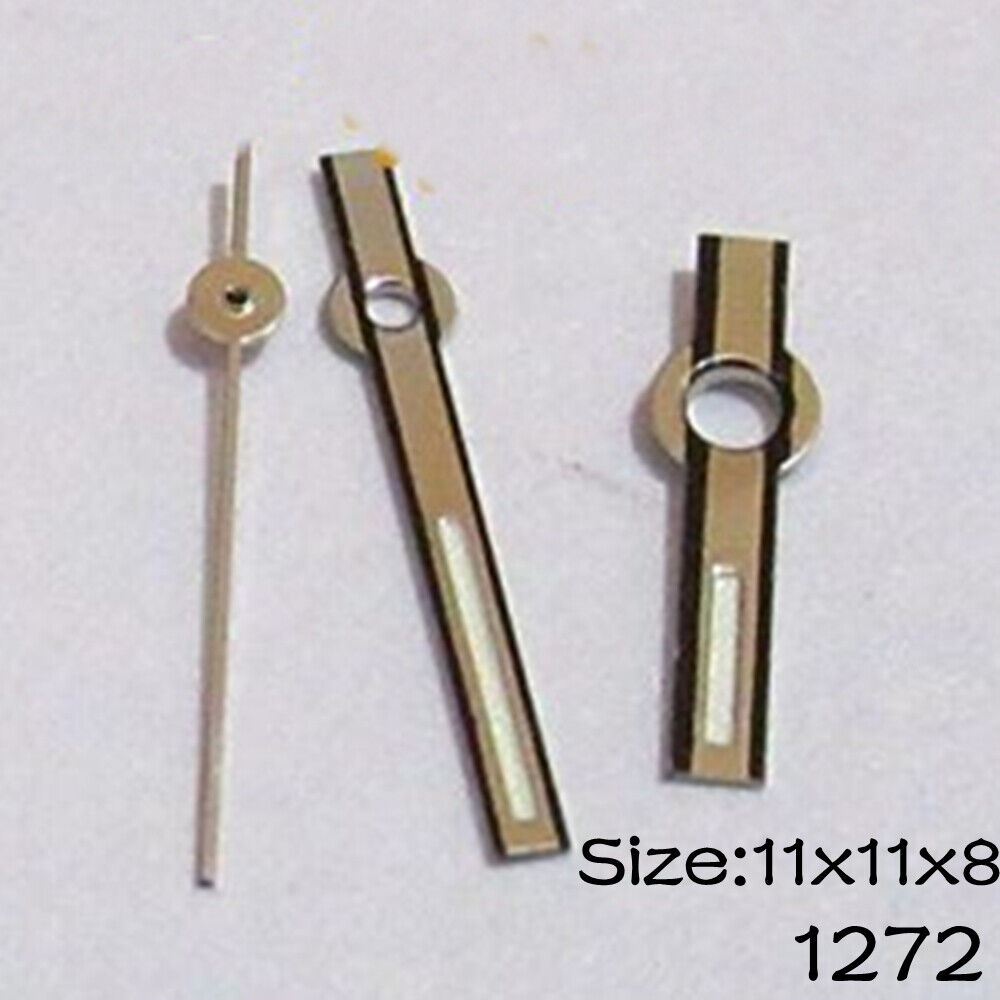 Luminous watch hands set for Miyota 2015, 11mm/11mm/8mm lengths, ideal for precise time adjustments.
