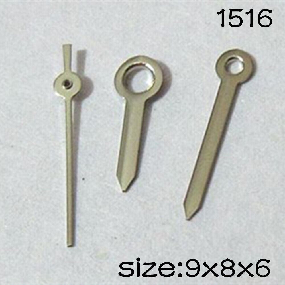 Silver watch hands set for Miyota 2035 movement, 9mm/8mm/6mm lengths by NO.1516 brand.