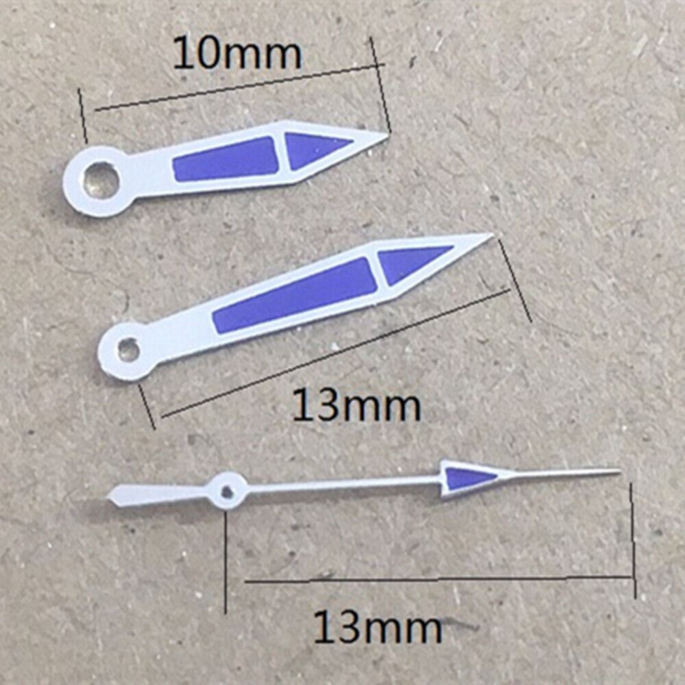 Purple arrow-shaped watch hands for Miyota 2035 quartz movement, enhancing watch precision and style.