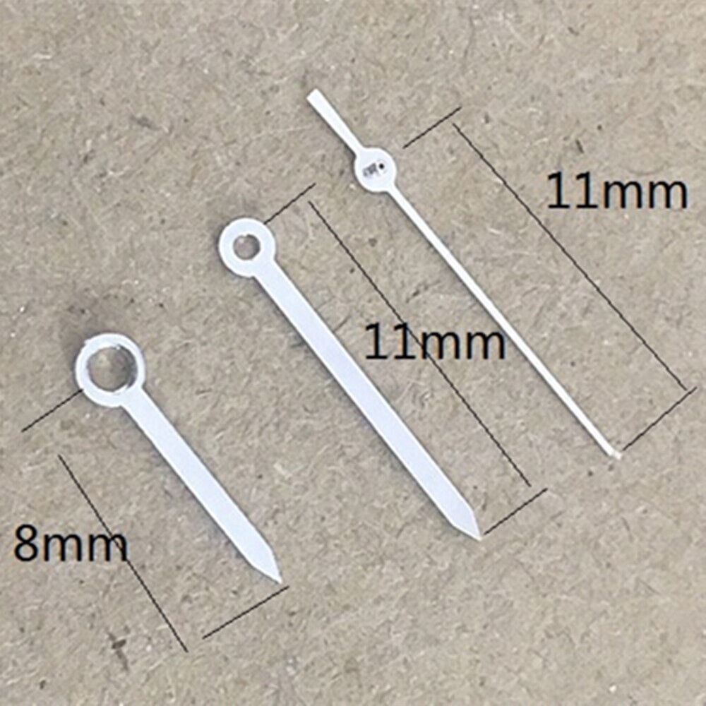 White set of watch hands compatible with Miyota 2035 quartz movement, precise design for repairs.