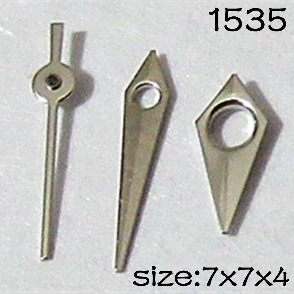Silver watch hands set compatible with Miyota 2035 movement, 7mm/7mm/4mm lengths by NO.1535 brand.