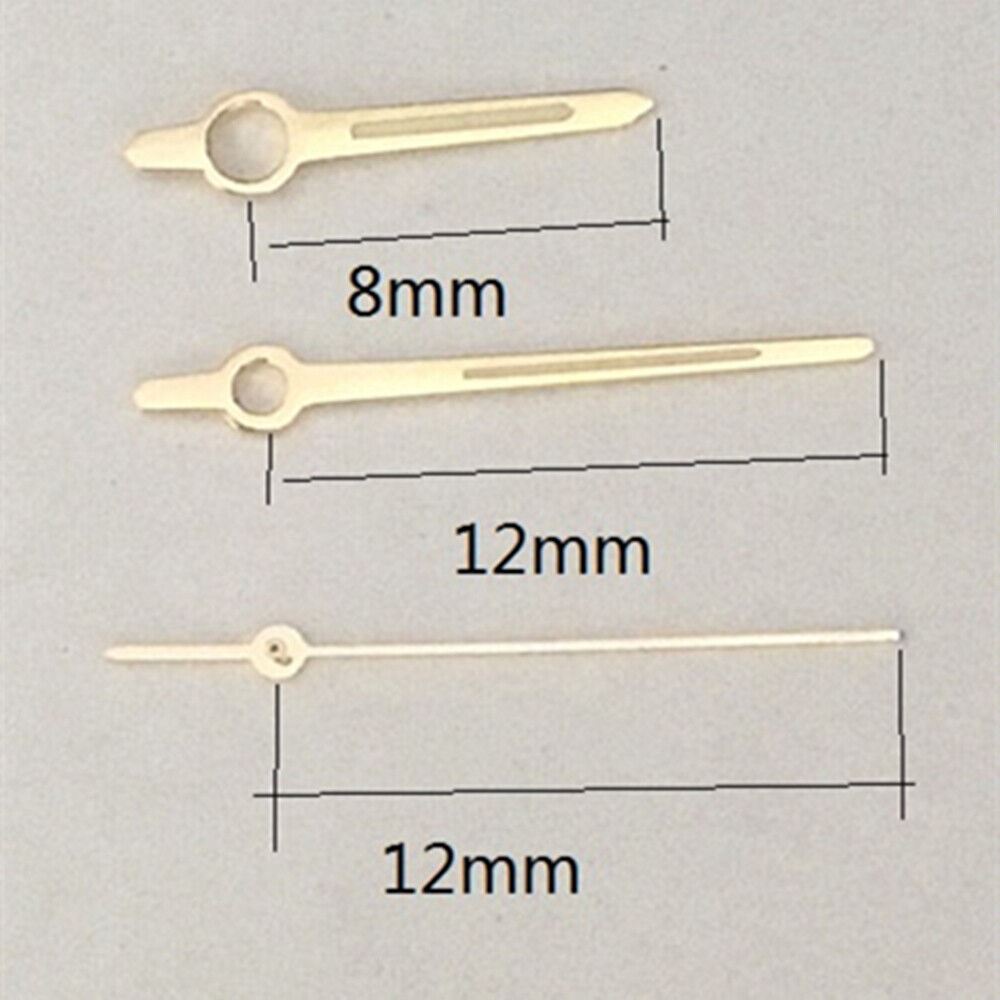 Golden Trim luminous watch hands designed for Miyota 8200 movement, enhancing visibility in low light, P1-H5-NO12.
