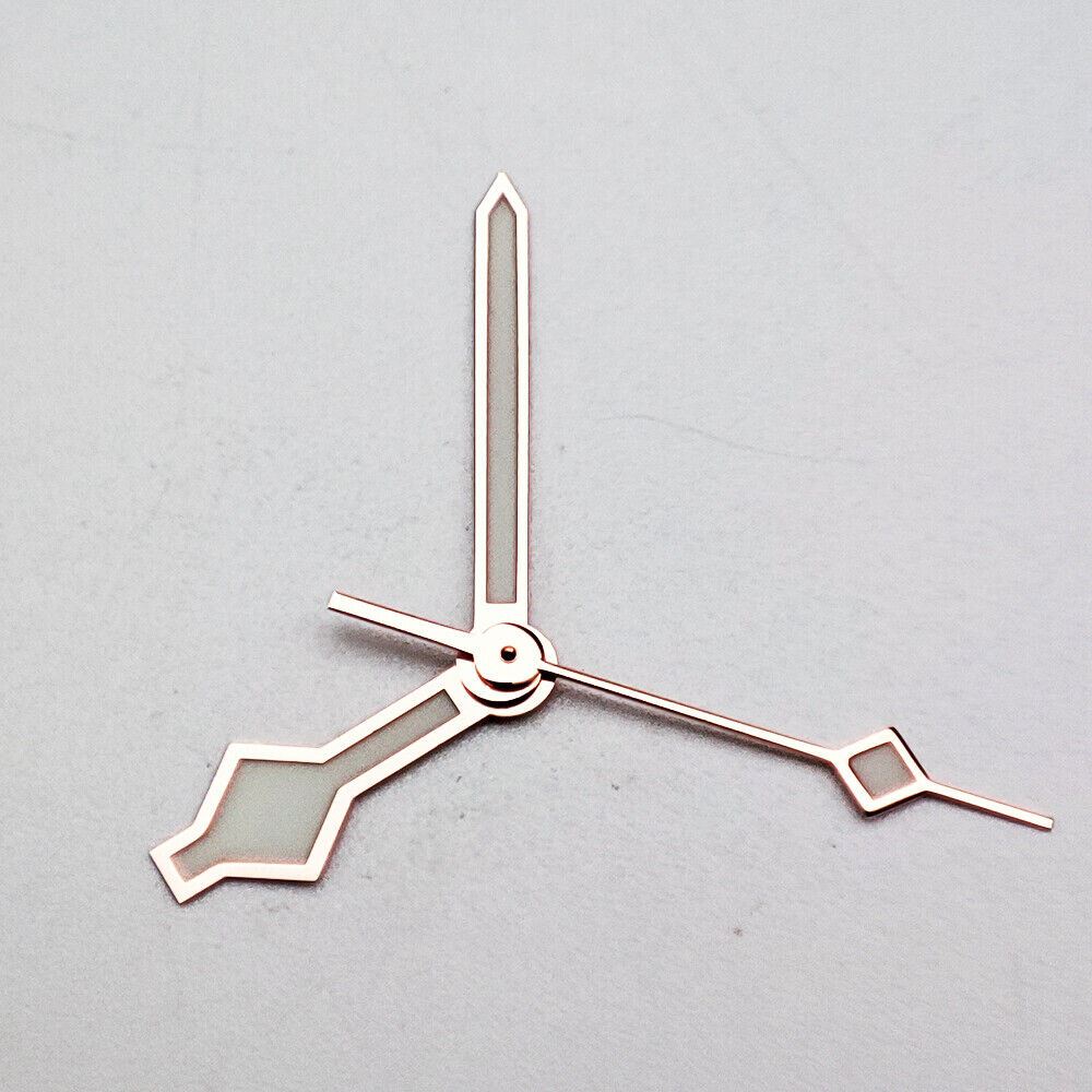 Rose golden green luminous watch hands for NH35A/NH36A movement, precise accessory.
