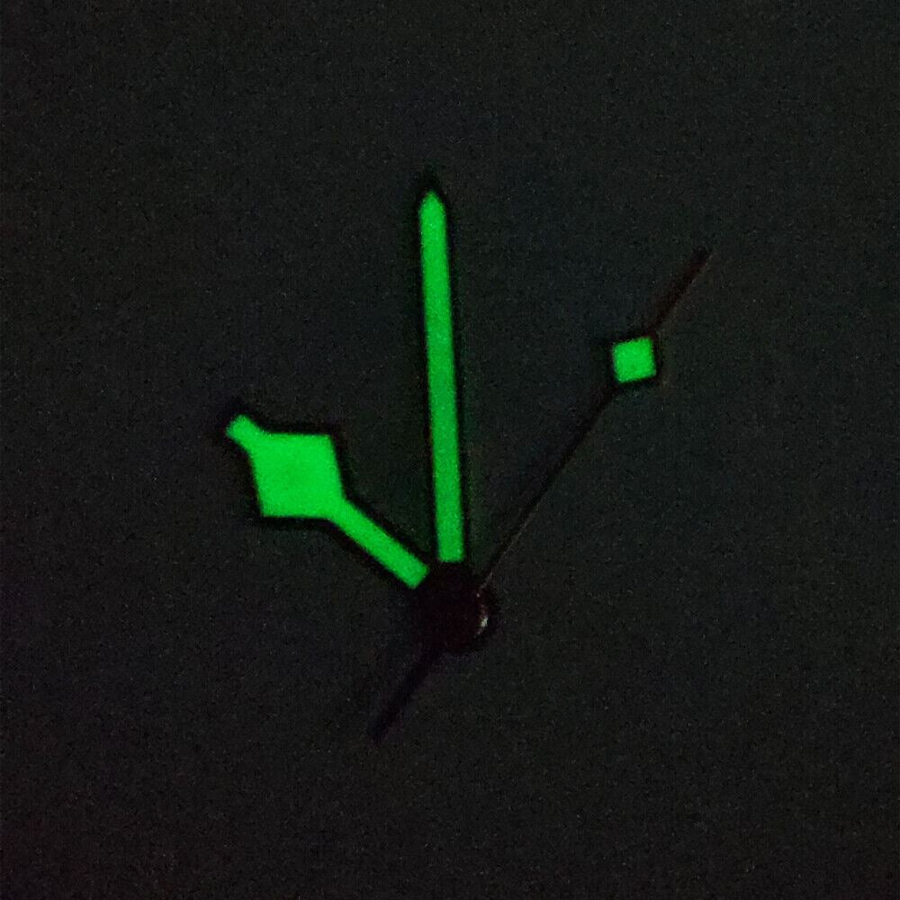 Rose gold luminous watch hands with green glow for NH35A/NH36A movement.