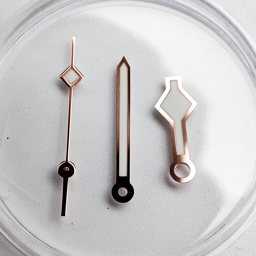 Rose gold luminous watch hands for NH35A/NH36A movement, precise green glow accessory.