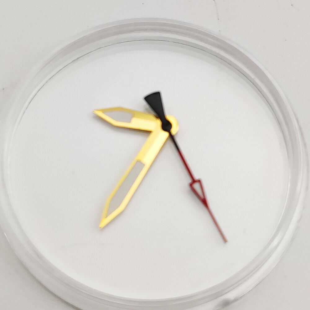 Golden green luminous watch hands for NH35A/NH36A movement, enhancing visibility with Seiko style.