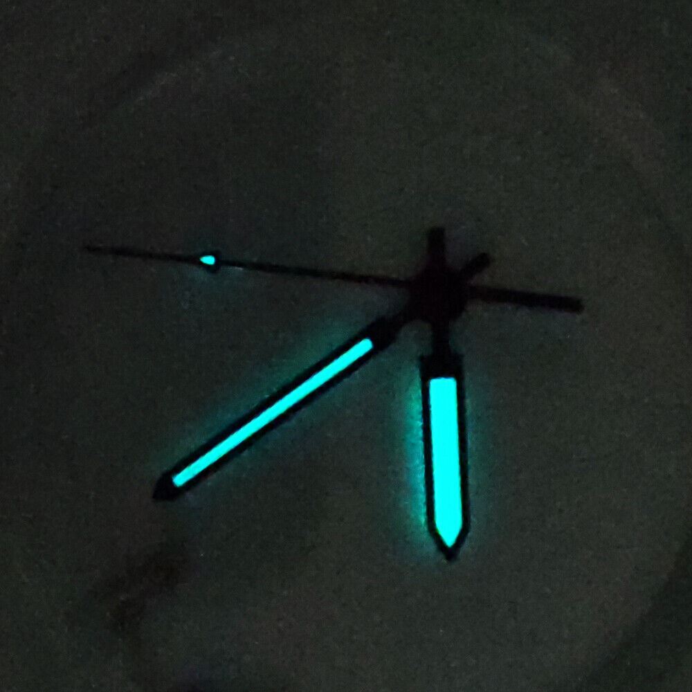 Black trim blue lume watch hands for Hattori Epson VK63, precise fit, 13x13x10x4mm size, ideal for accurate timekeeping.