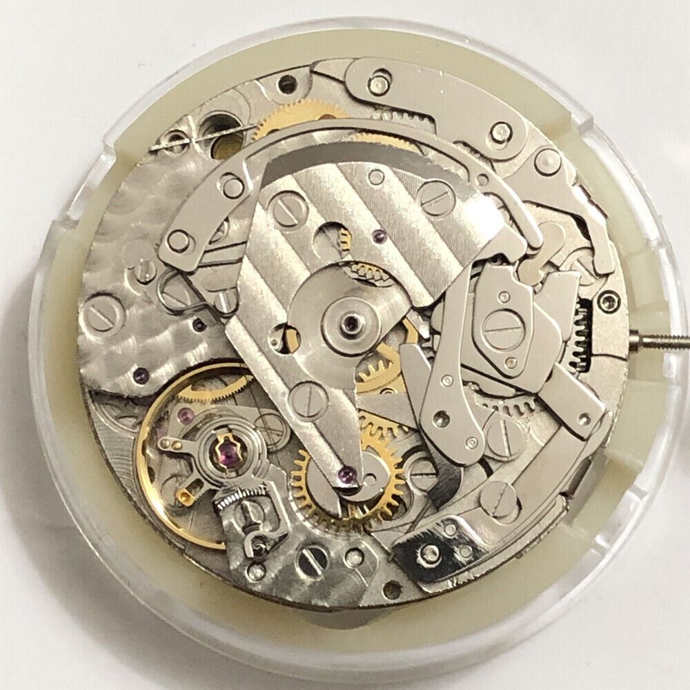 China Made 7750 chronograph watch movement featuring 2 hands, small seconds at 6 & 12 o'clock positions.