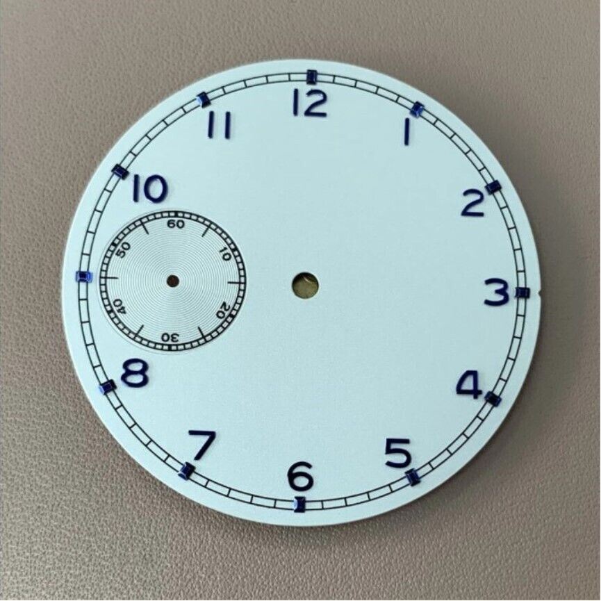 Cadran de montre pilote blanc 37 mm compatible avec le mouvement <tc>ETA</tc> 6497 sans logo BP08