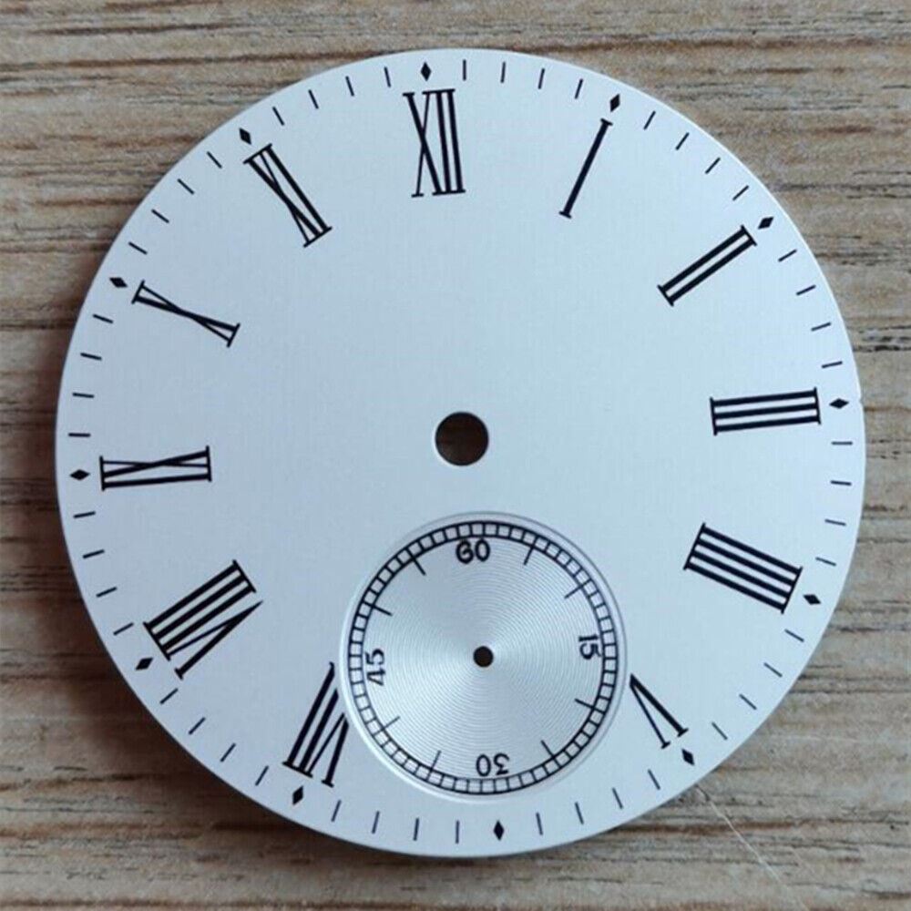 39mm white enamel pilot watch dial, compatible with ETA6498 and Seagull ST3621 movements, sleek design.