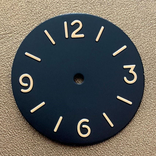 34.5mm green luminous watch dial for ETA 6497/6498 movement, ideal for precise timekeeping accessories.