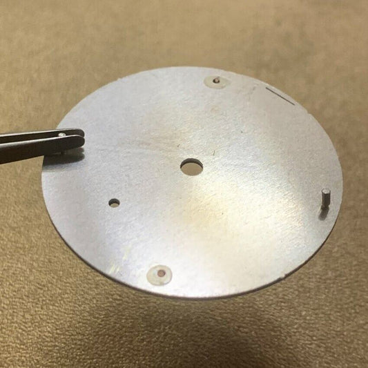 Green luminous 34.5mm watch dial with orange accents, compatible with ETA 6497/6498 movements for watch repair.