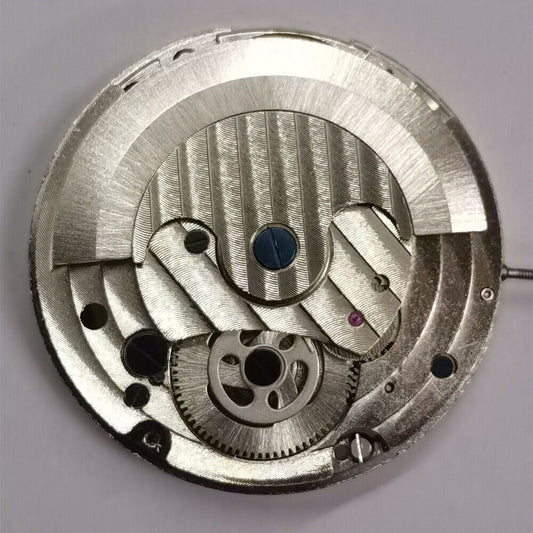 Automatic mechanical watch with silver 3 hands, hollow free wheel, and moon phase at 12.