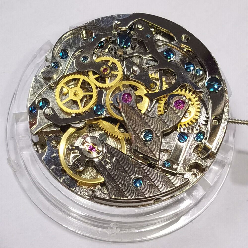 Tianjin Seagull ST1908 manual watch movement showing moon phase complication for precise timekeeping.