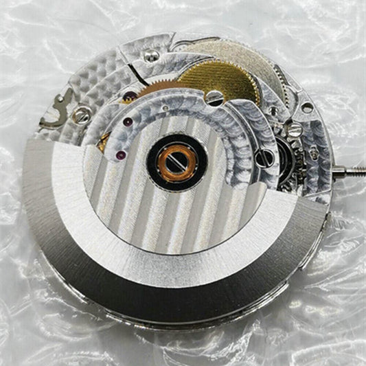 Tianjin 2824-2 automatic watch movement with silver black dial, precision mechanical gear by China Made.
