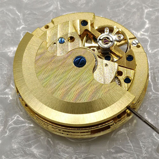 Golden automatic mechanical watch with multi-function features, China Made brand, ideal for watch accessory enthusiasts.