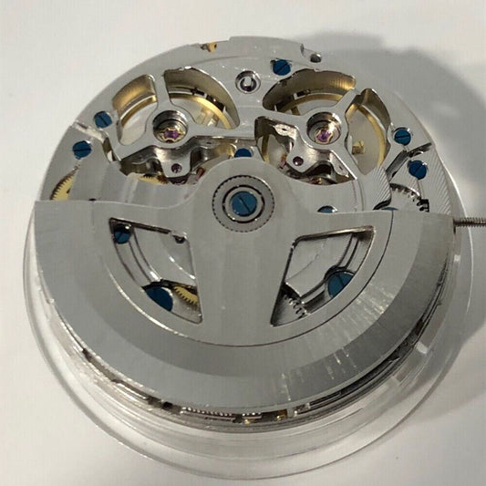 Asian multi-function mechanical watch with double balance wheel and moon phase