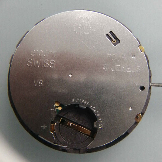 ETA G10.711 Swiss-made quartz watch movement with 3 hands and date function by ETA.