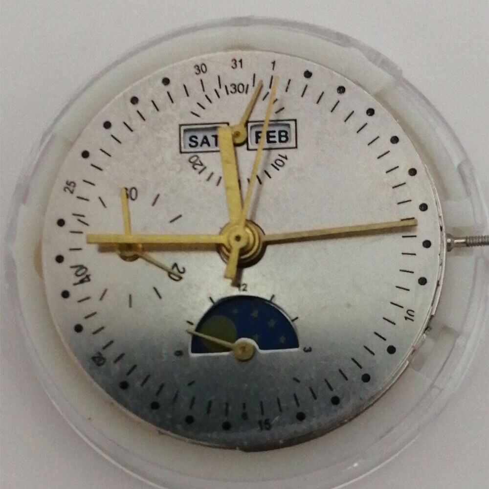 Asian Shanghai 7750 mechanical movement with moon phase at 6 o'clock, watch accessory replacement part