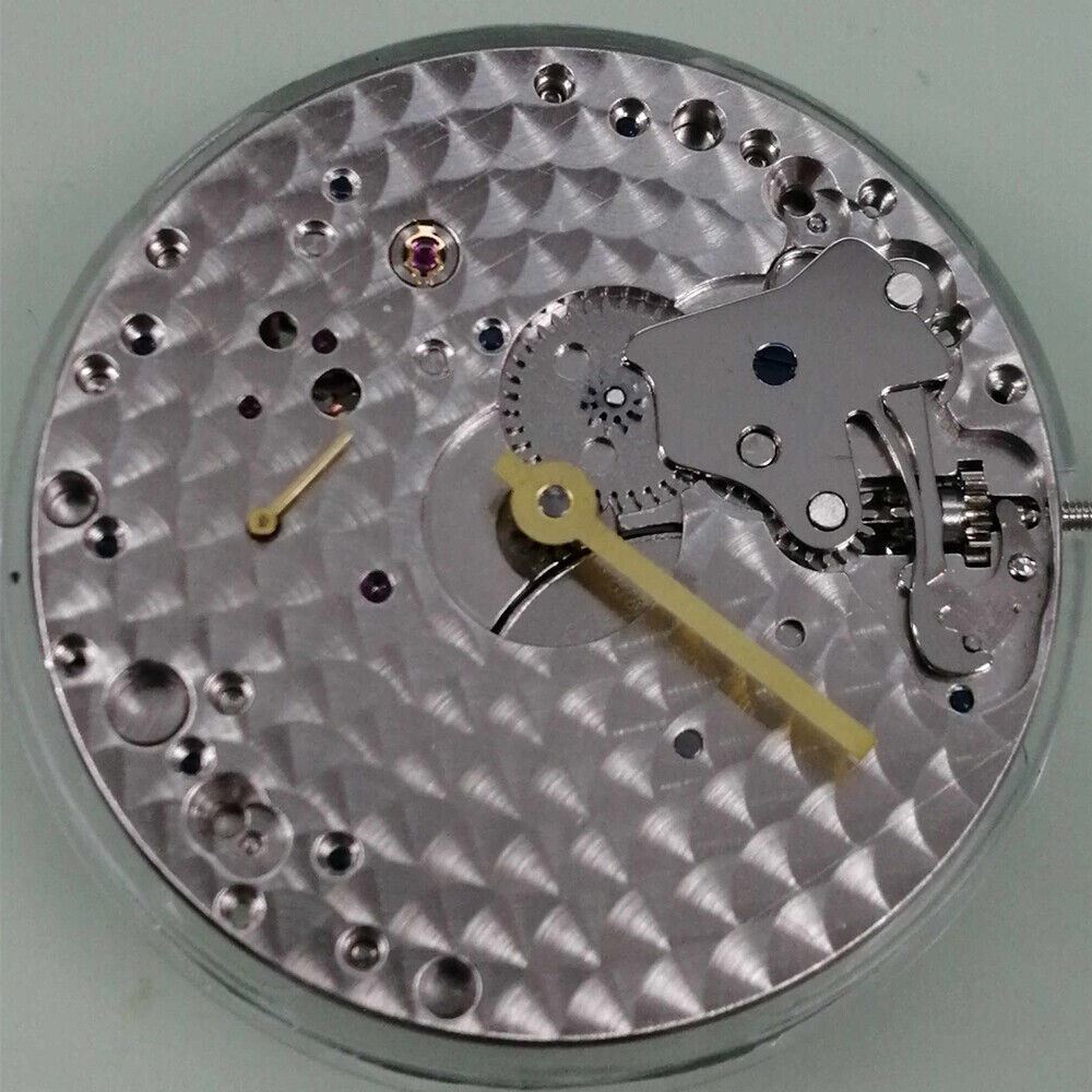 China Made Silver Tianjin 6497 mechanical watch movement by Seagull, model ST3601, for precise timekeeping.