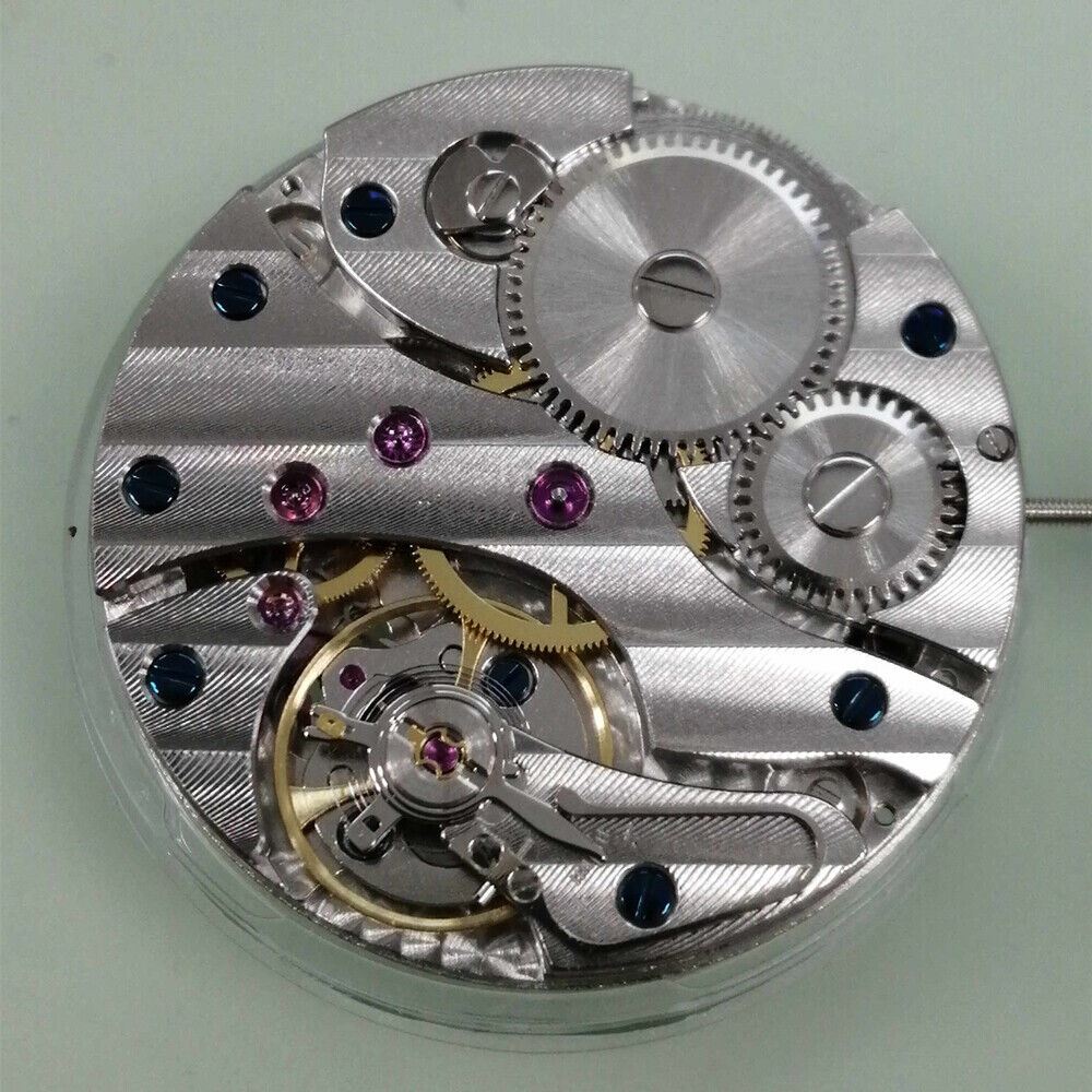 China Made Silver Tianjin 6497 mechanical watch movement by Seagull, model ST3601, for precise timekeeping.