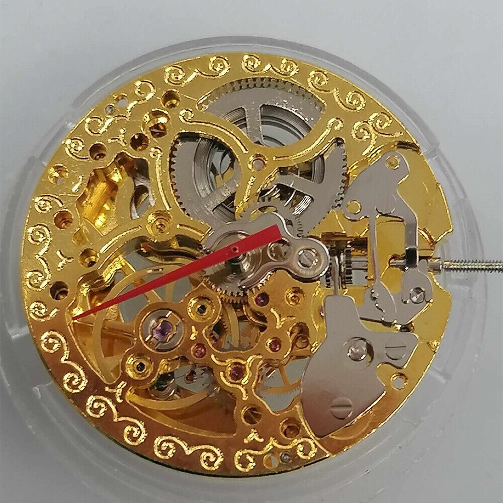 Asian Golden Tianjin TY2807 T16 hollow automatic mechanical movement for accurate watch repair and replacement.