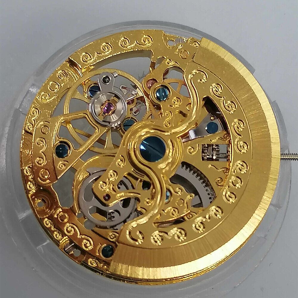 Asian Golden Tianjin TY2807 T16 hollow automatic mechanical movement for accurate watch repair and replacement.