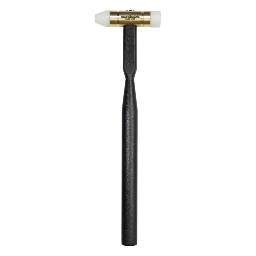 Bergeon 30516 hammer with plastic handle and interchangeable tips for precise watch accessory repairs