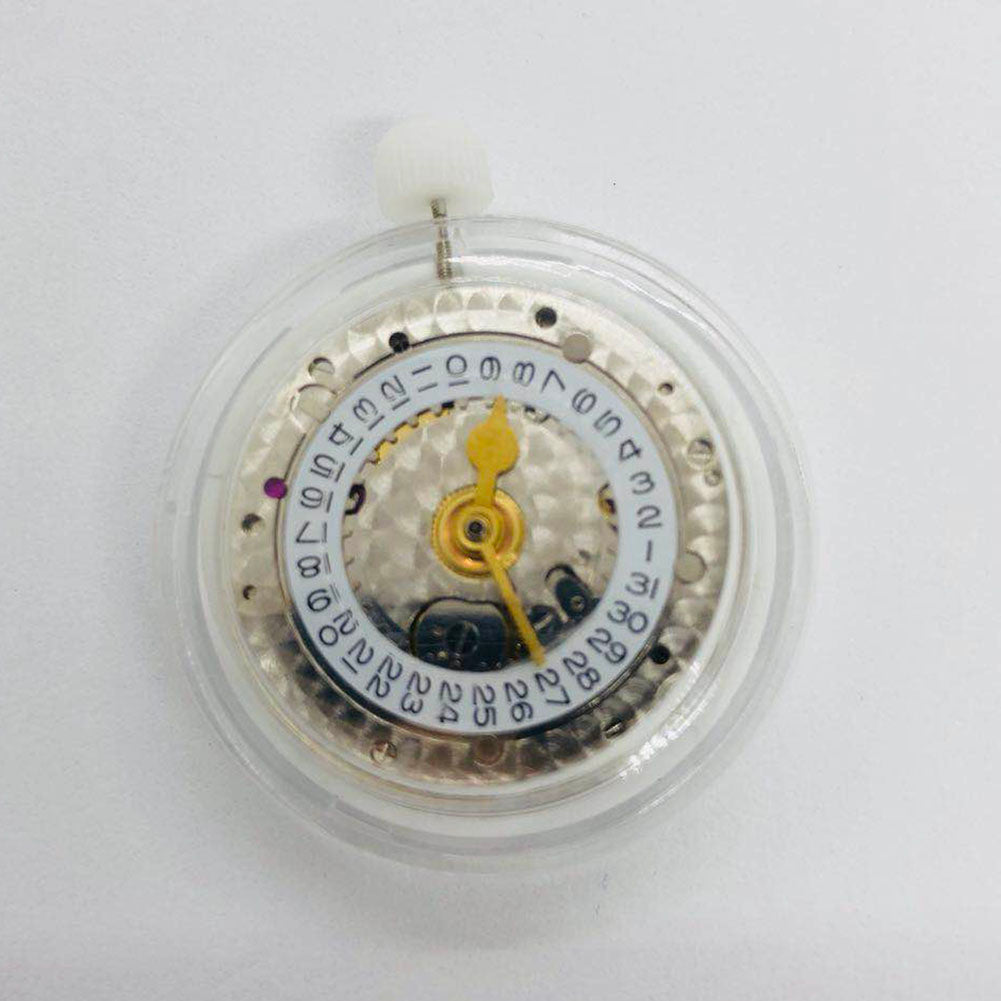3186 Movement with GMT function, engraved details, and blue balance spring for precise watch performance.